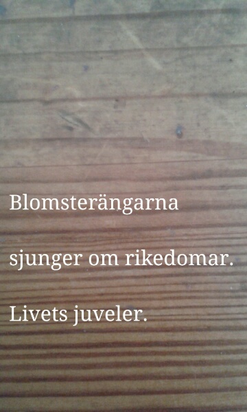 Bild med  haiku 'Blomsterängarna'i diktsamling 